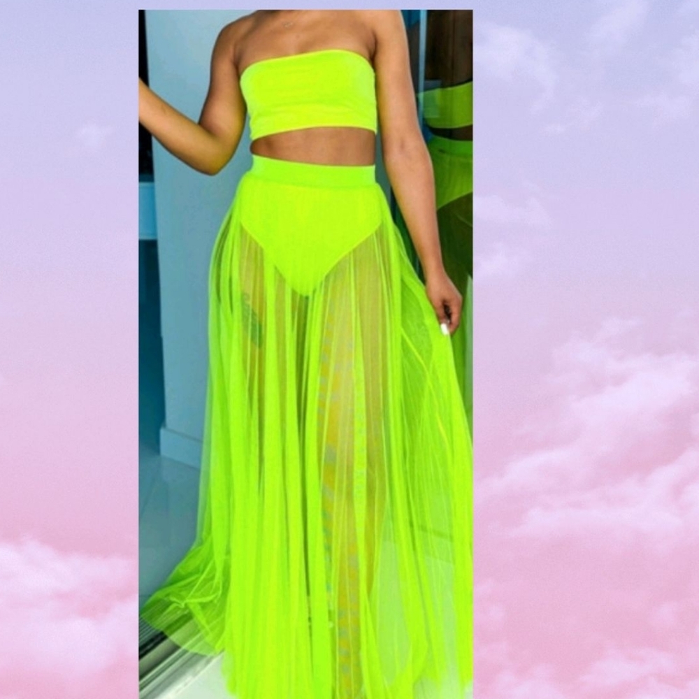 Neon Green 2 Piece Swim Outfit NWOT